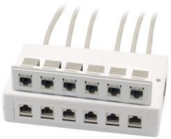 AP Verteilerbox Heiniger 12×RJ45 Keystone, leer, 170×110×40mm, weiss