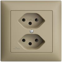 UP-Steckdose EDIZIOdue 2×T13 1×S sand mit Shutter