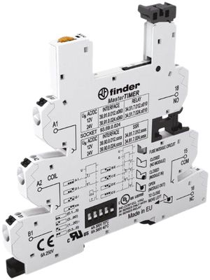 Zoccolo per relè Finder MasterTIMER p.relè Serie 34, 12…24VUC mors.ad innesto