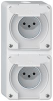 AP-Kombination robusto 2×1, 2×Steckdose T13 IP55 weiss
