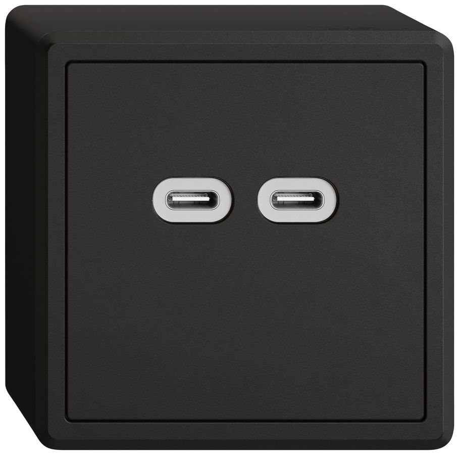 AP-USB-Ladesteckdose EDIZIO.liv SNAPFIX® 230VAC 18W 2×USB Typ C sz