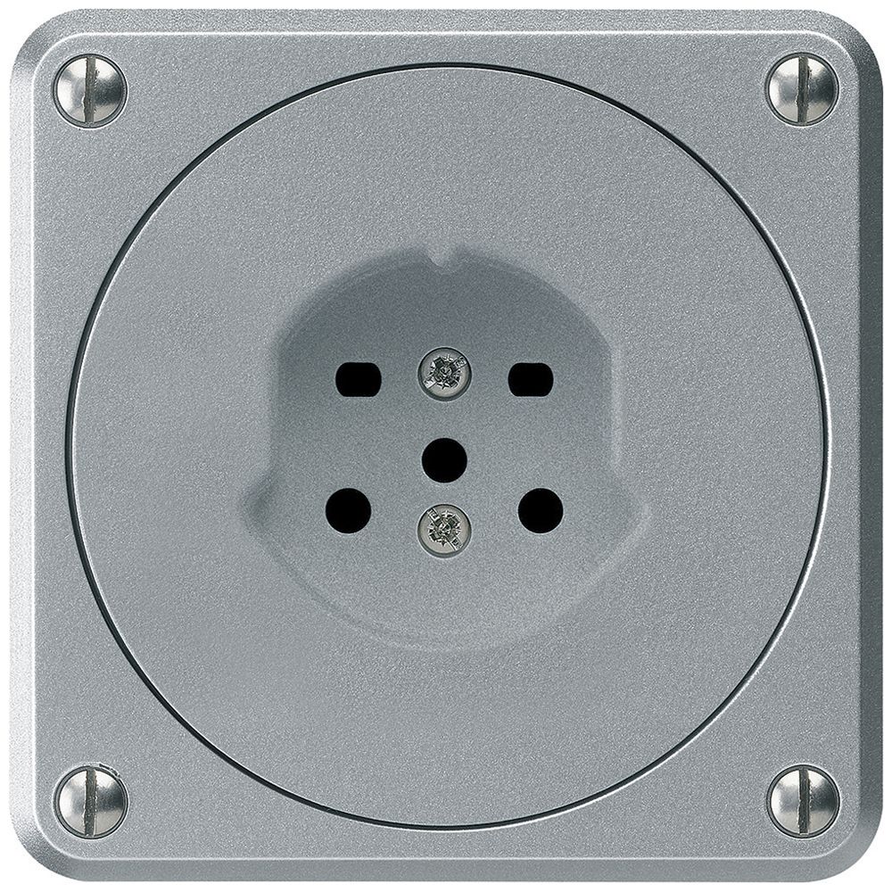 UP-Steckdose robusto Typ 15 aluminium ohne Klappdeckel für Kombination
