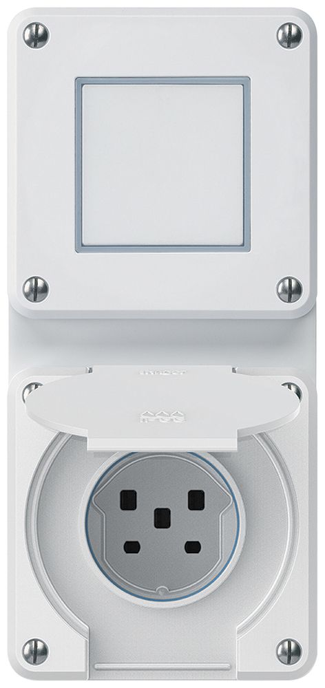 UP-Kombination robusto 2×1, Schalter Schema 3/Steckdose T25 IP55 weiss