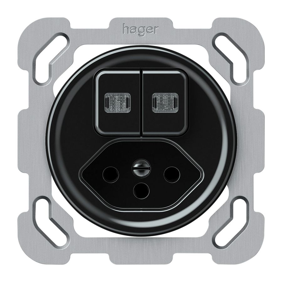 UP-Kombination origin 2×Tasten 2×bel.2CO+T13 1P 0<1 10A 230V 77×77mm schwarz