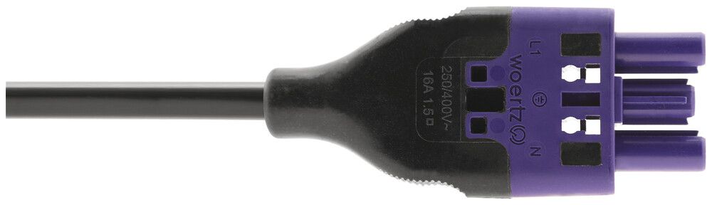 Câble de raccordement Woertz, prise 3L C1, 1m, sans halogène, fin libre, Cca