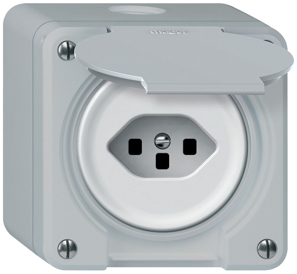 AP-Steckdose robusto 1×T23 16A 250V 86×86mm IP21 grau