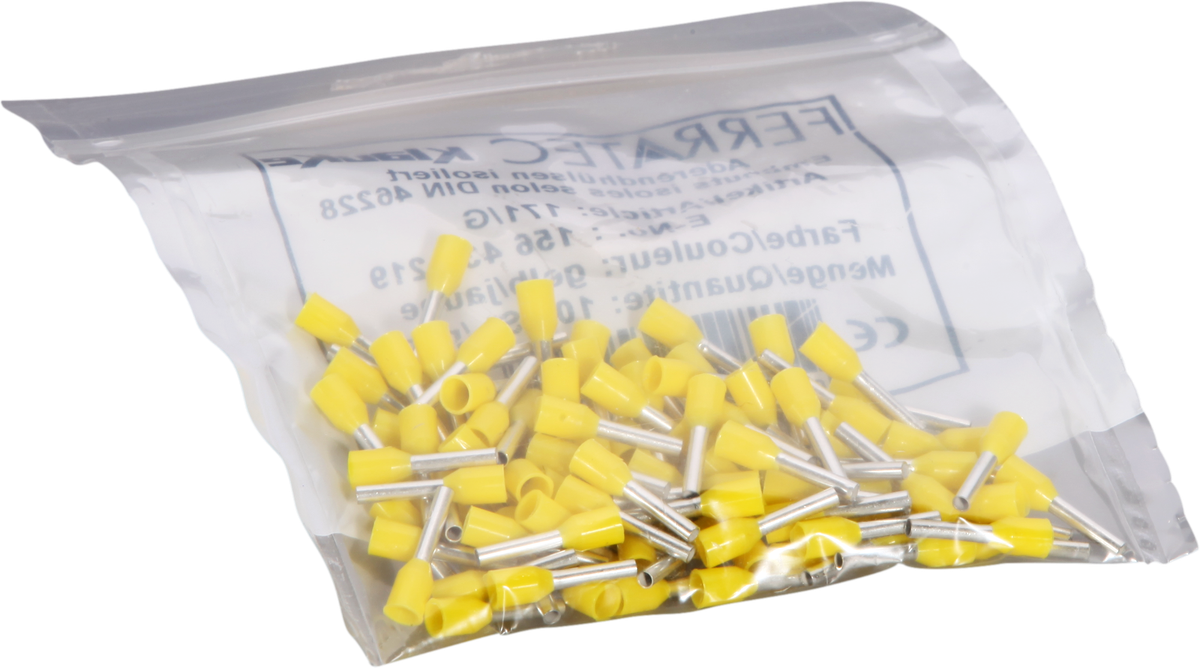 Aderendhülse Typ A isoliert 1mm²/8mm gelb