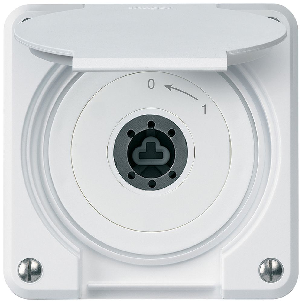 Contact pivotant à clé ENC robusto IP55 blanc avec clapet sans cylindre 1P combi