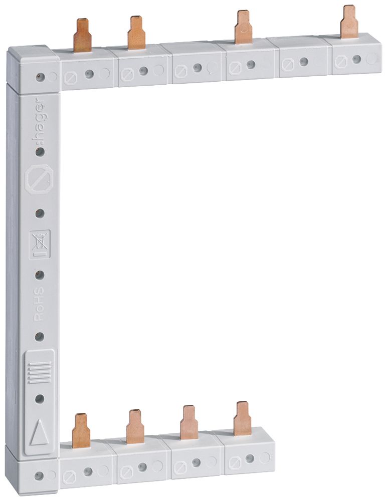 Peigne de raccordement Hager 4P 3L goupille 10mm² 63A D L1N-L2N-L3N>L1L2L3N bc