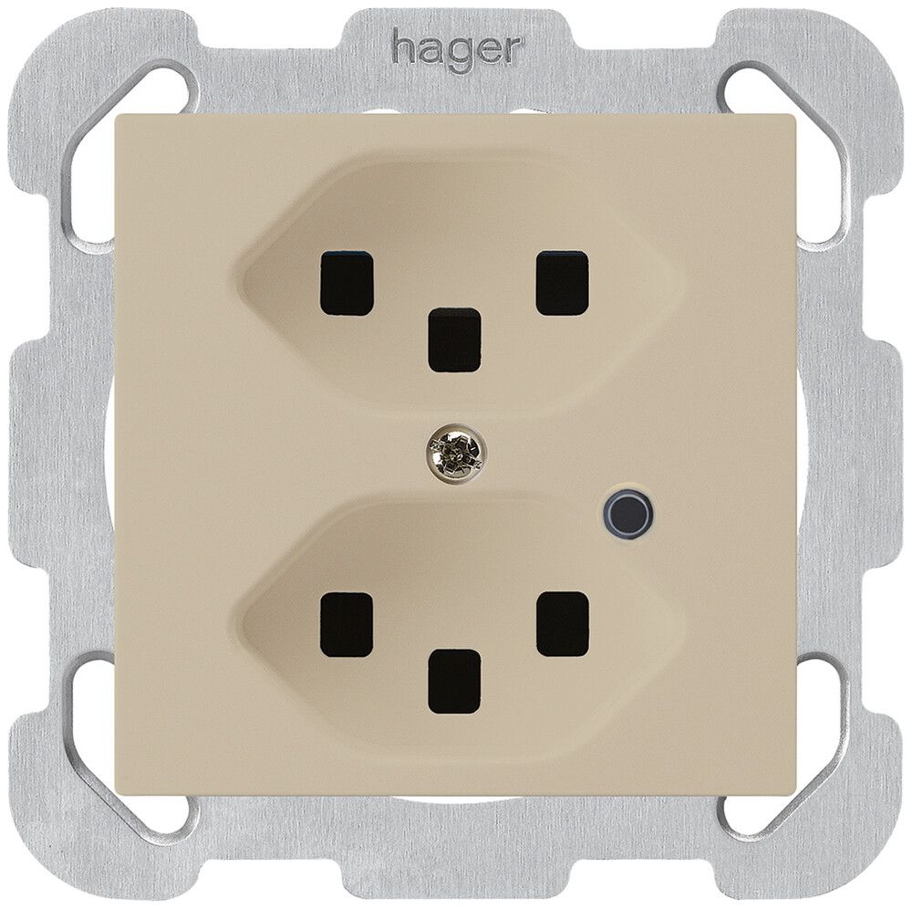 UP-Steckdose Hager kallysto 2×T23 beleuchtet B beige
