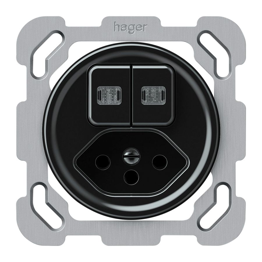 UP-Kombination origin Sch 3+3 + 1×Typ 13 77×77mm 2×beleuchtet schwarz