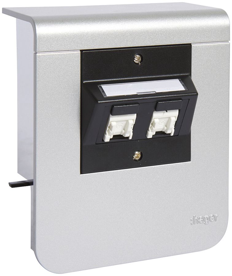 Geräteträger Hager für SL20055 Dekor Aluminium, 2×Kat.5e