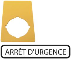 Bezeichnungsschild ETN RMQ ARRÊT D'URGENCE, gelb