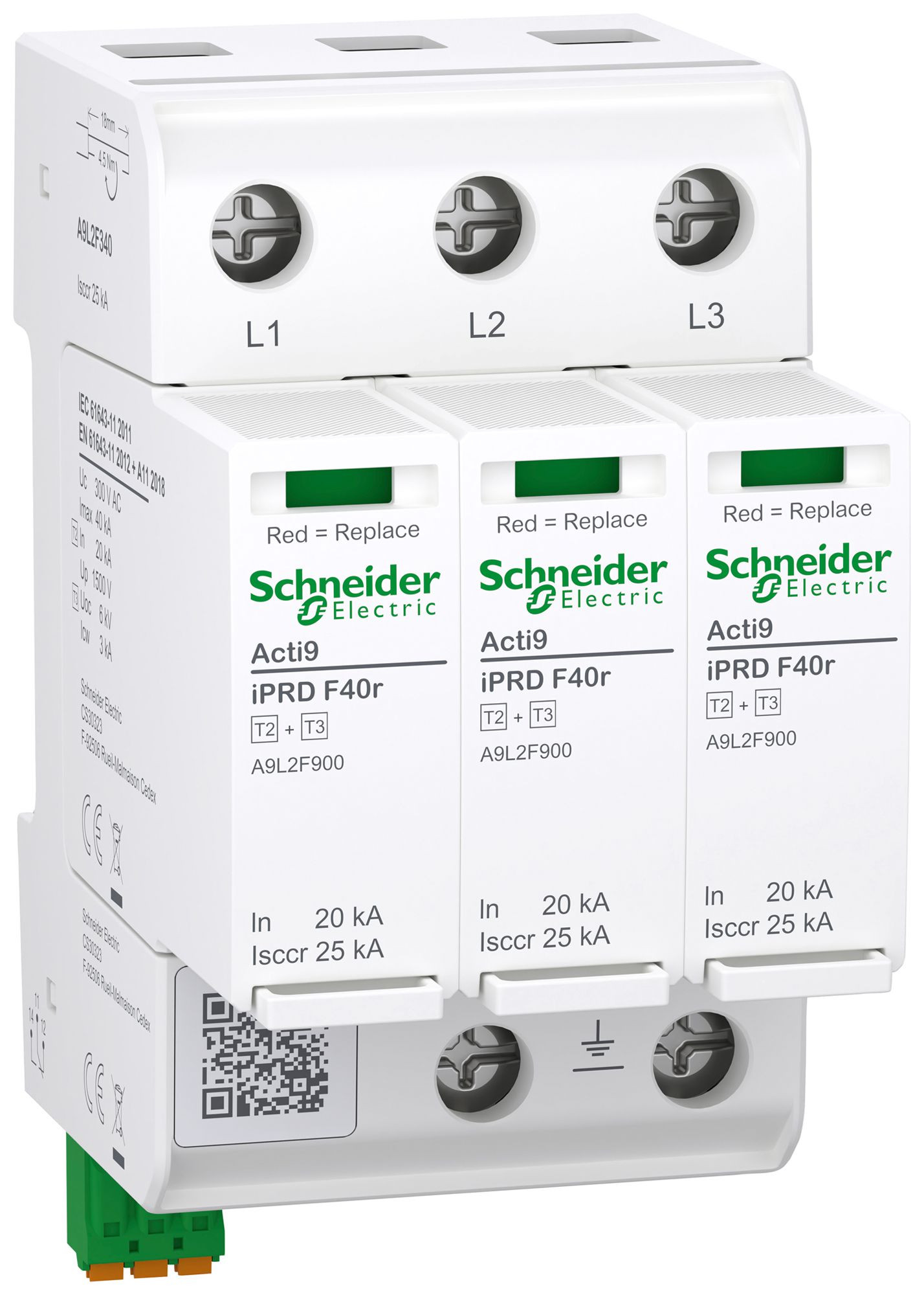 Überspannungsableiter Acti9 iPRD F40r Typ 2+3 TN-C 3P 240V 3TE