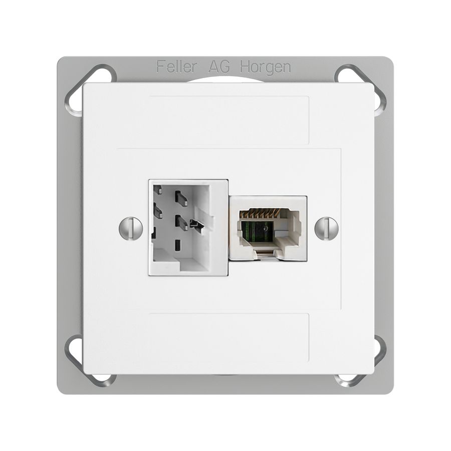 EB-Dose 1×T+T,1×RJ45/u 4P EDIZIOdue weiss ITplus ITM