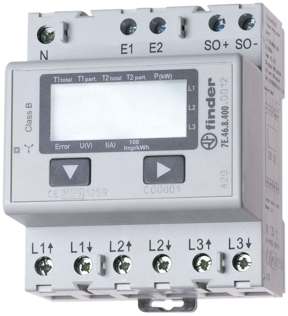 REG-Energiezähler Finder 3×65A direkt MID-Zulassung