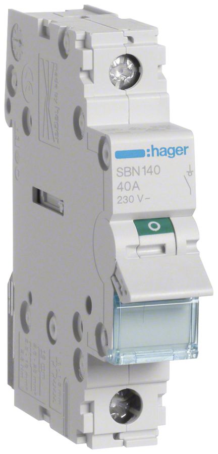 REG-Ausschalter Hager 40A 230V 1 Schliesser 0 Öffner 0 Wechsler 1TE