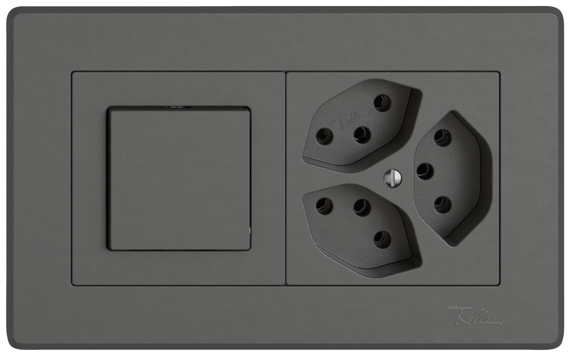 UP-Kombination EDIZIO.liv SNAPFIX® 1×2 96×156mm Schema 3/1L+3×T13 dunkelgrau