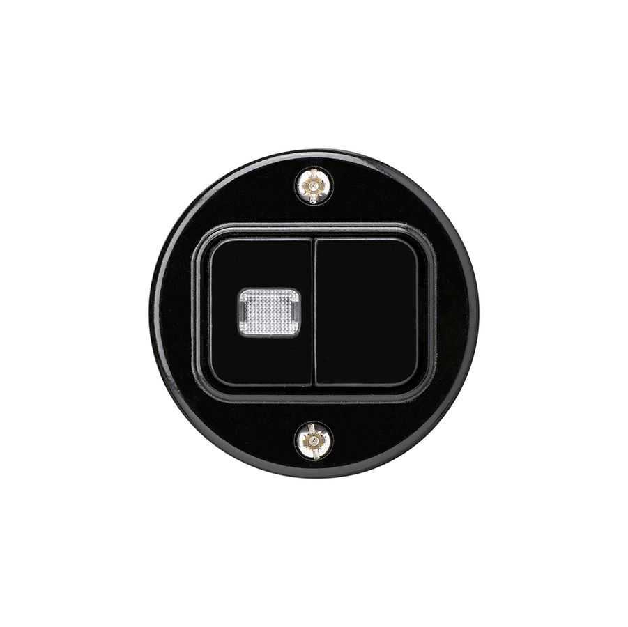 Frontset basico schwarz mit 1 Linse DoppeldruckknopfØ43mm