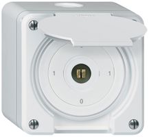 AP-Steckschlüsselschalter robusto IP55 mit Klappdeckel S0/2P weiss Vierkant