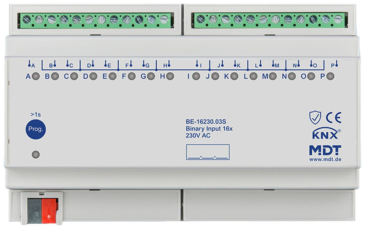 Ingresso binario KNX AMD MDT BE-16230.03S 16×ingr IN:230VAC 8UM