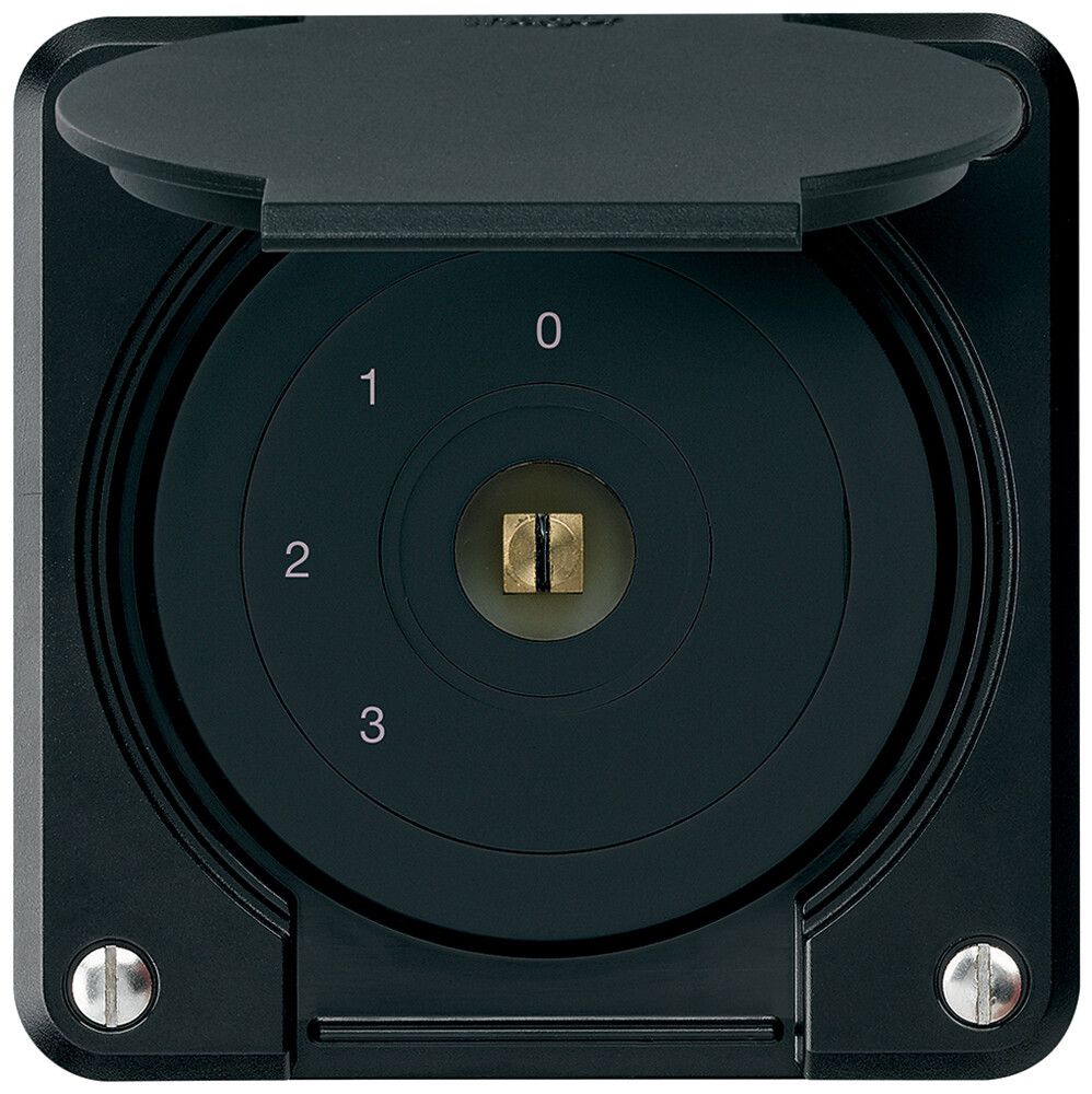 UP-Steckschlüsselschalter robusto IP55 mit Klappdeckel S5/1P schwarz Vierkant
