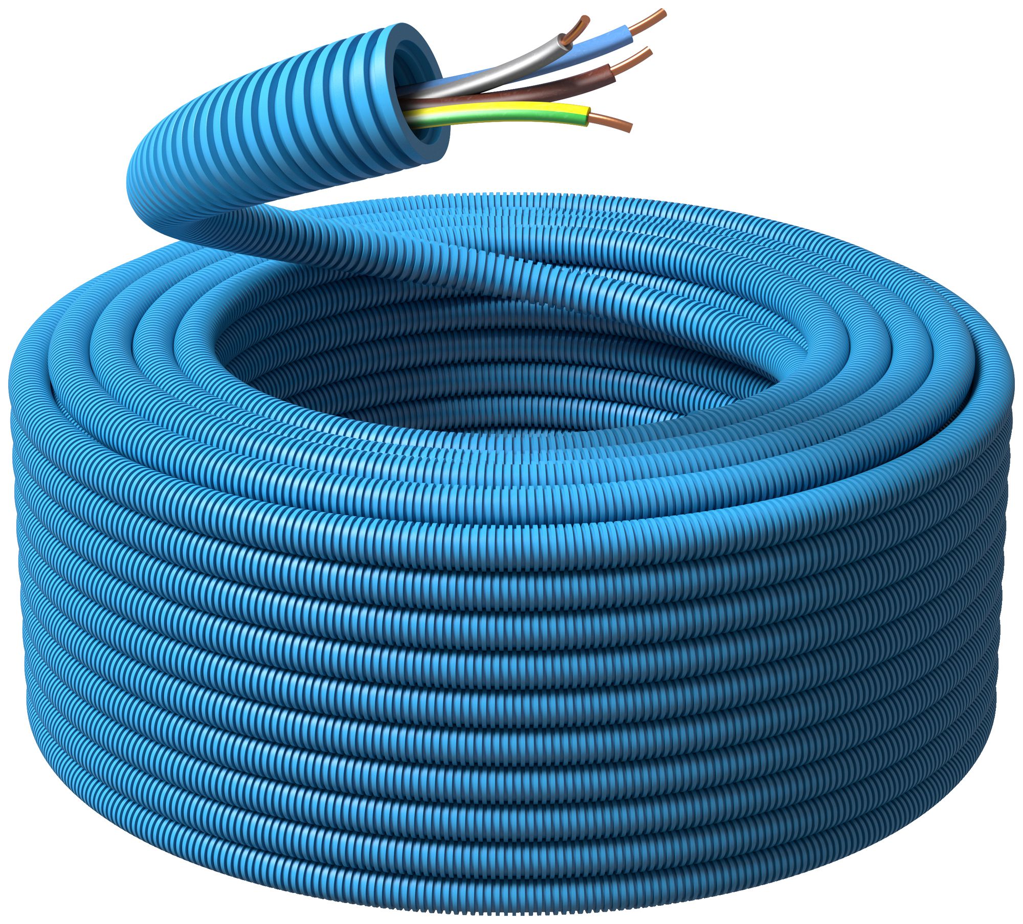 Tube d'installation précâblé KRFWG PM M20 bleu H07V-U 4×1.5mm² bl/gr/br/vt-jn