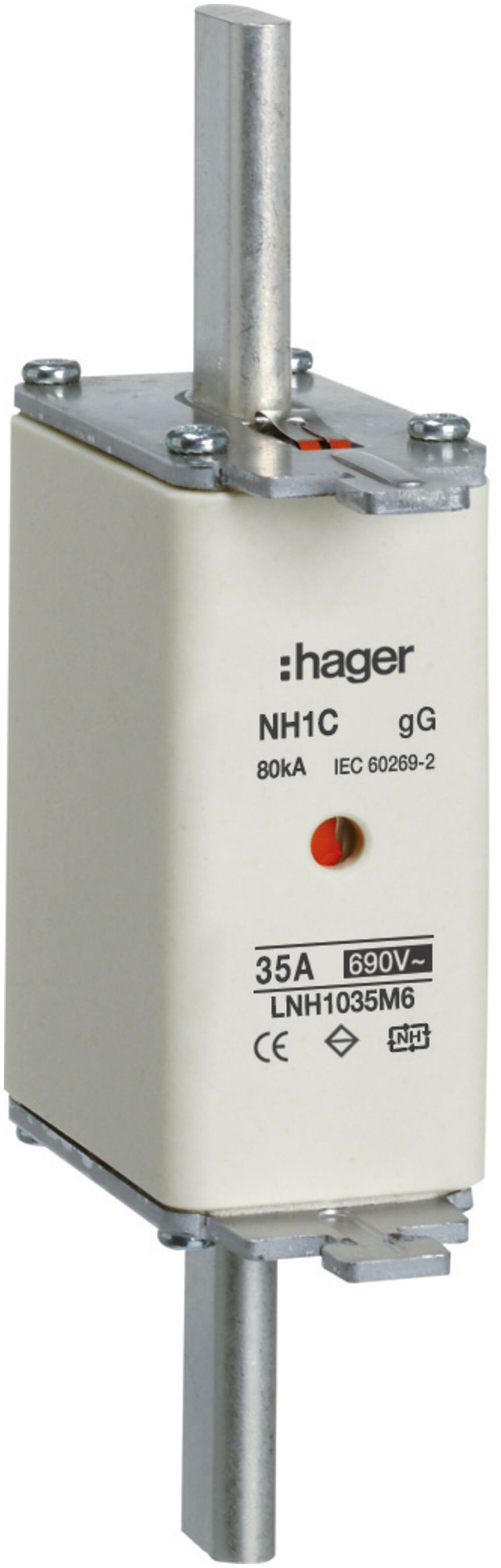 Fusibile HPC Hager DIN1 690VAC 35A gG/gL segnalatore doppio inossidabile