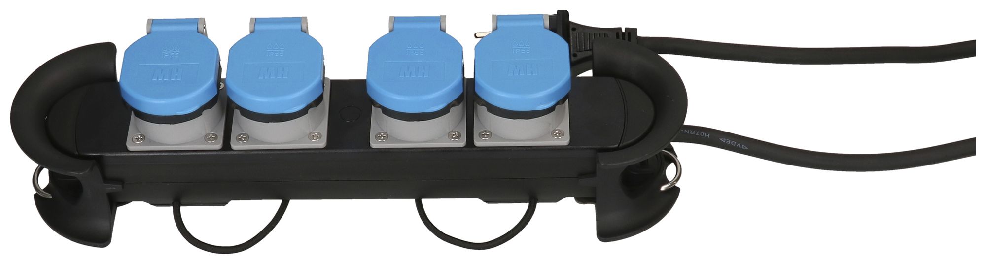 Prise multiple MAX HAURI Construct Line 5m 4×T23 IP55 90° schwarz