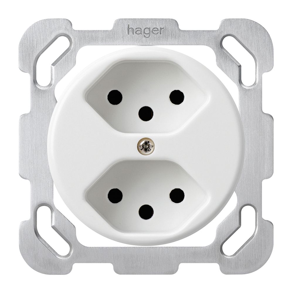 Einsatz zu UP-Steckdose basico 2×Typ 13 weiss mit Kinderschutz