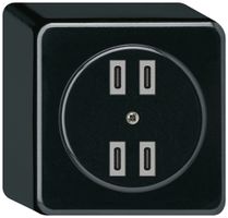 AP-USB-Ladesteckdose Hager basico 2×C-C 2×20W oder 4×10W 5V 86×86mm schwarz