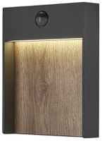 LED-Wandleuchte SLV FLATT SENSOR 16W 3000K 600lm IP54 anthrazit/Holz