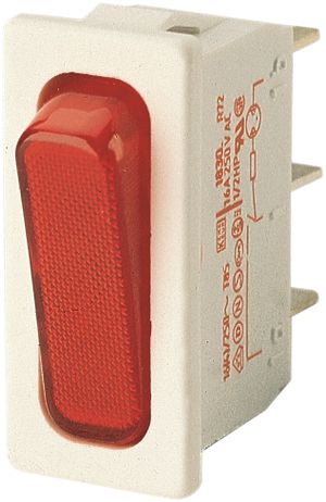 EB-Leuchtwippenschalter Novitronic, 20A/250V 0/1L, Taste rot, weiss