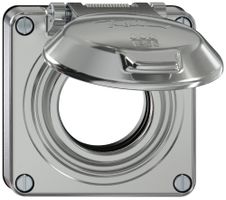 Oberteil ELEMENT SNAPFIX® mit Klappdeckel für Steckdosen IP55 Ø53mm alu