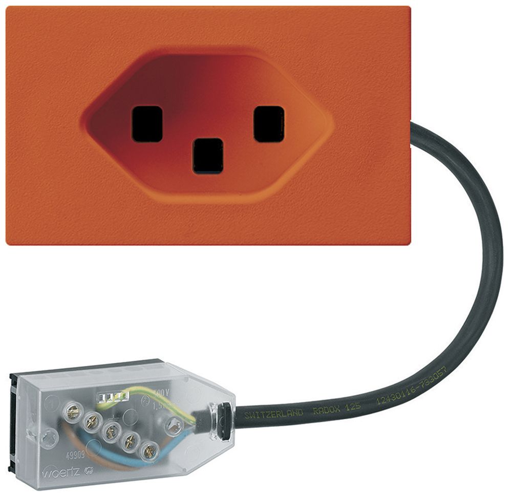 EB-Steckdose 1×Typ 23 Hager FLF für Flachkabel Technofil L3 orange