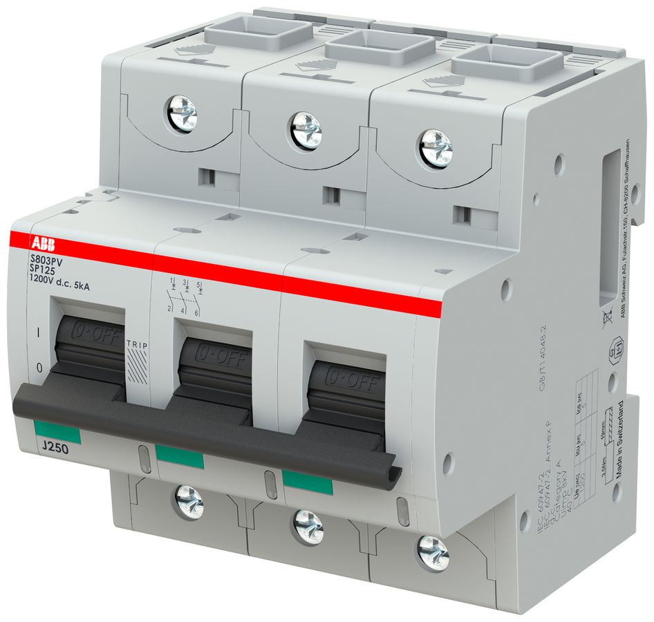 Leitungsschutzschalter ABB S803PV-SP125 3P 1200VDC 125A 5kA 4.5TE