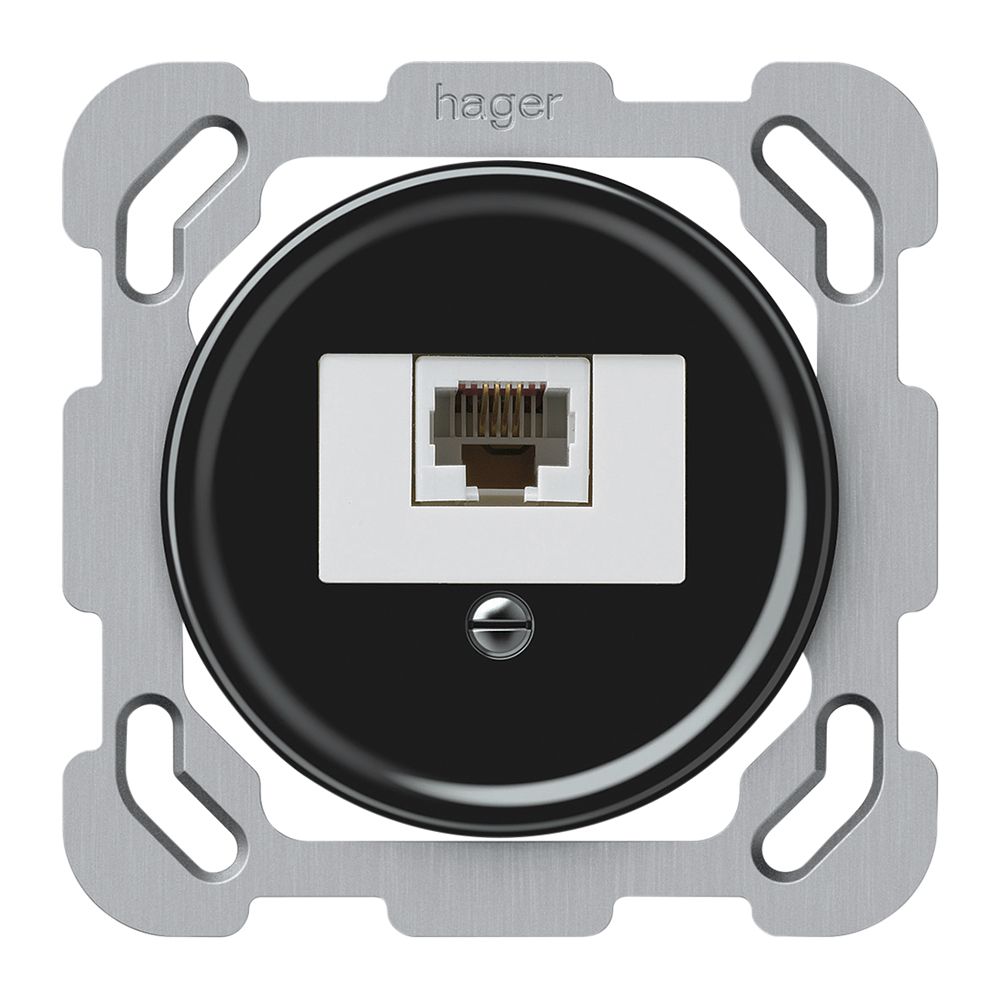 UP-Anschlussdose origin RJ45 8(4) Kat.6 gerade 77×77mm schwarz