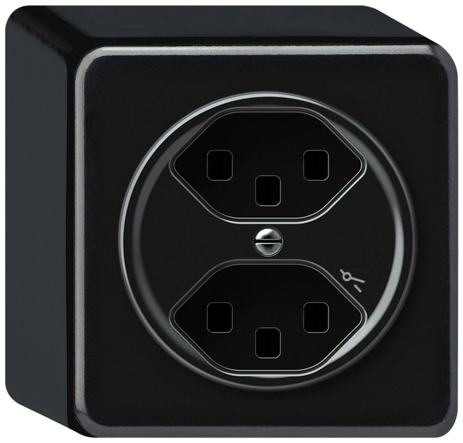 AP-Steckdose origin 2×Typ 23 1×S 16A 230V 88×88×54mm schwarz