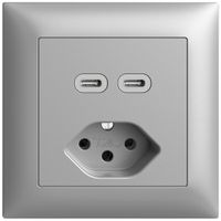 UP-Steckdose USB 2×Typ C + Typ 13 Feller EDIZIOdue FMI 230V 3000mA silver