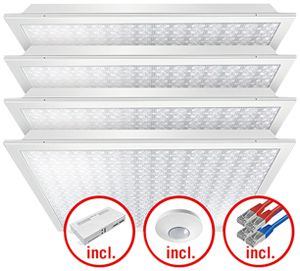 EB-LED-Leuchtenset ESYLUX CELINE-2 625×625 4×30W 827…865 17600lm opal