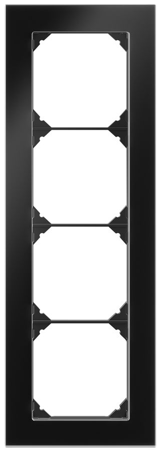 UP-Abdeckrahmen EDIZIO.liv prestige SNAPFIX® 4×1/1×4 274×94mm glas schwarz