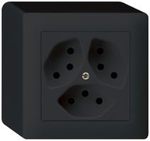 AP-Steckdose kallysto 3×T13 schwarz mit Kinderschutz