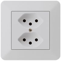 UP-Steckdose kallysto.trend 2×T13 hellgrau mit Kinderschutz