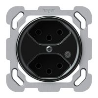 UP-Steckdose origin 2×Typ 13 bel.grün 10A 230V 77×77mm schwarz