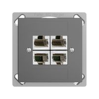 Presa INS 4×RJ45/s 4P sep.EDIZIOdue grigio scuro ITplus