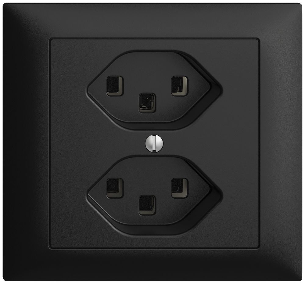 EB-Steckdose 2×T23 16A EDIZIOdue schwarz, mit Steckklemmen