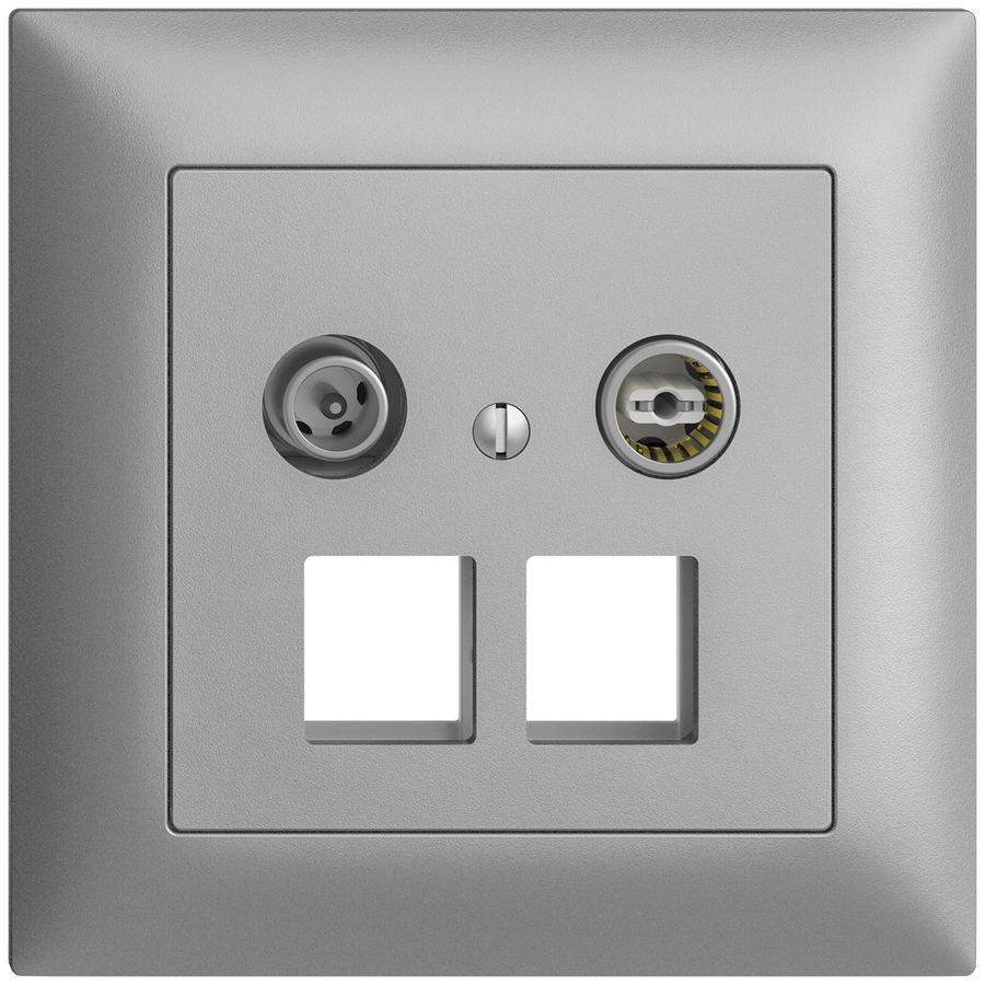 Prise multimédia 15dB ENC Edue FMI, prise d.passage, pour 2×RJ45 Keystone, si