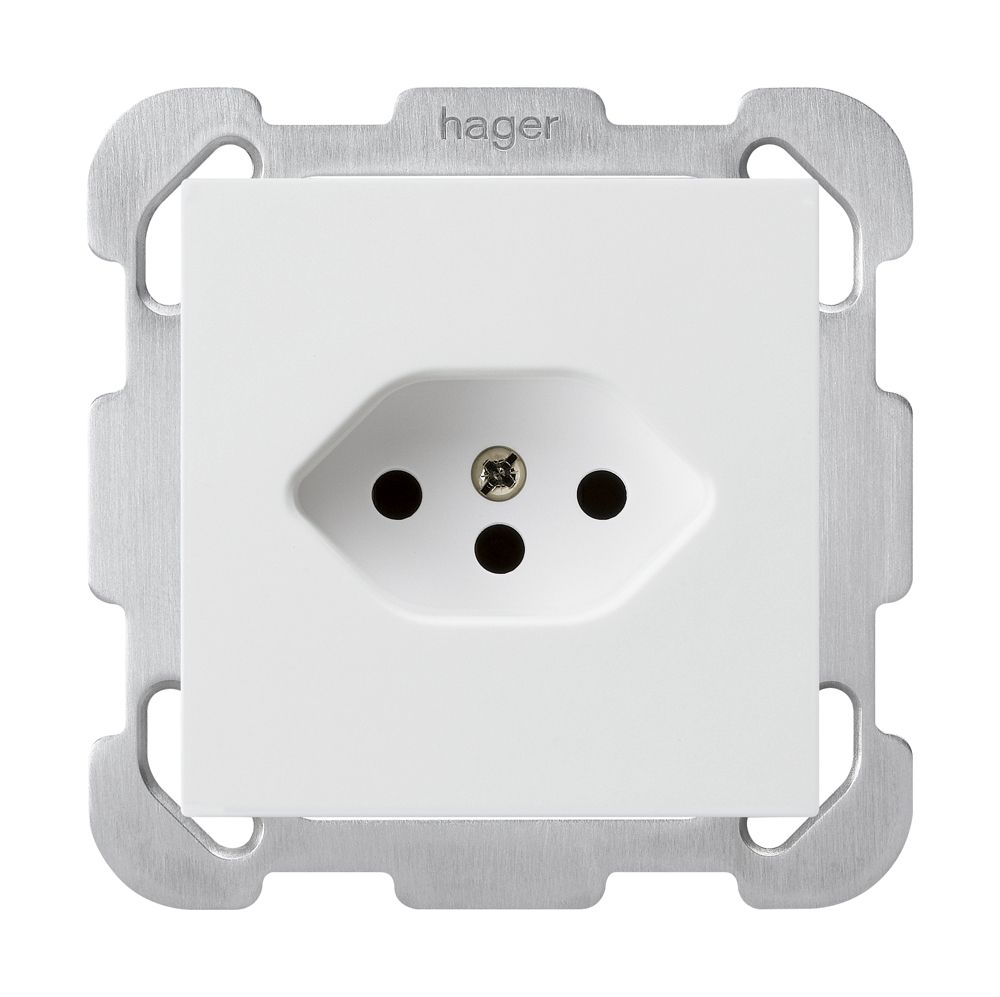 Prise ENC kallysto T13 blanc avec sécurité enfants avec plaque de fixation