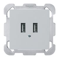 Prise de charge USB ENC Hager kallysto B 240V 2400mA gris clair