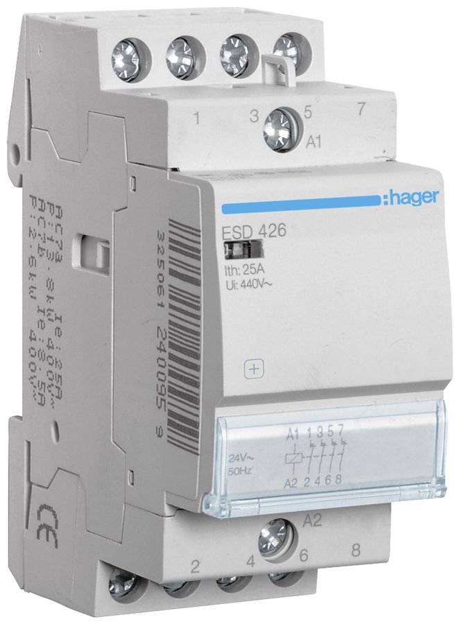 REG-Schütz Hager 24VAC 4 Öffner 25A 2TE